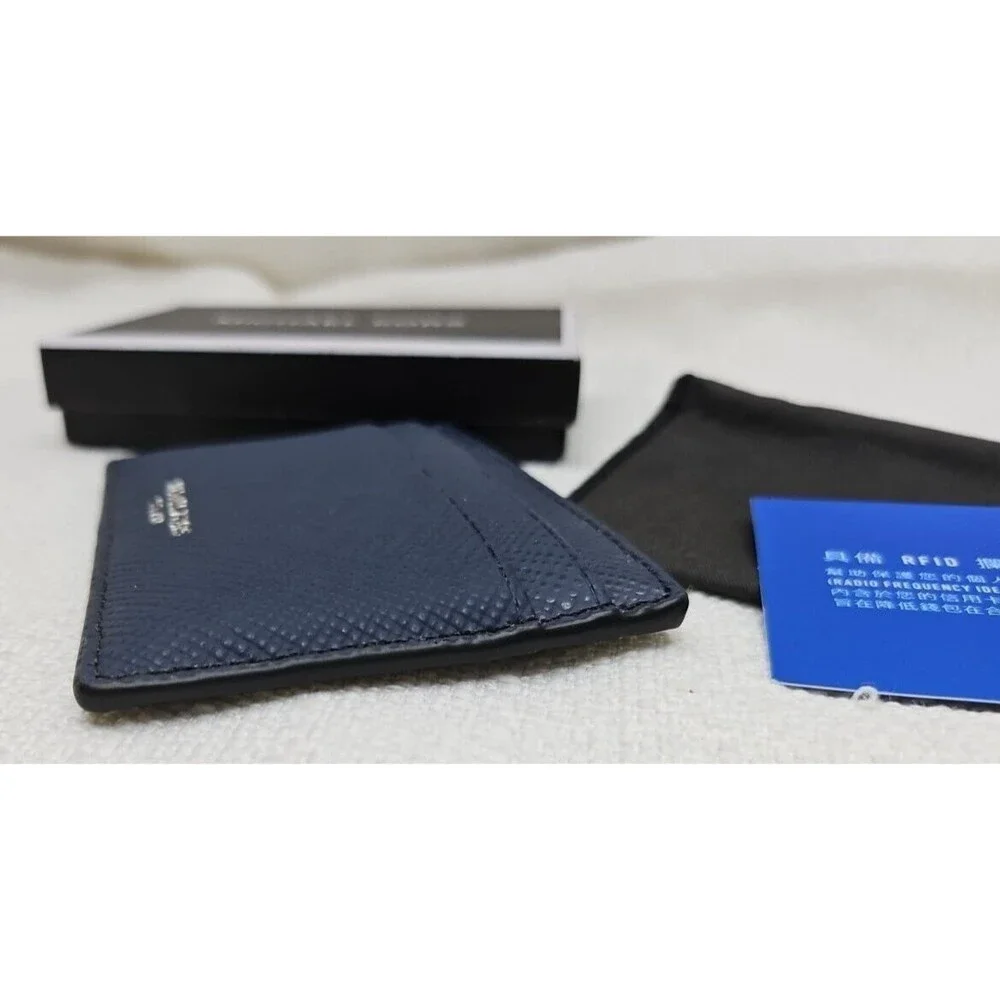 MK MICHAEL KORS Men's Jet Set Signature Navy Blue RFID Blocking Card Wallet New